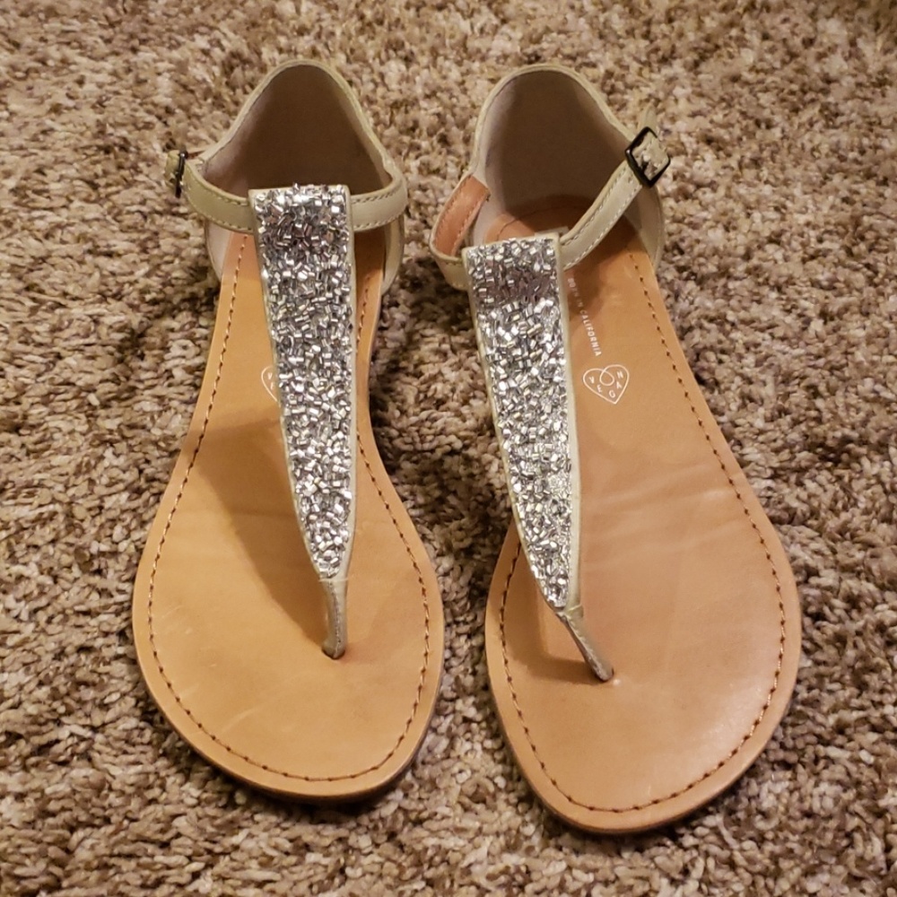 Glitter Encrusted T-Strap Sandals - Picture 1 of 5